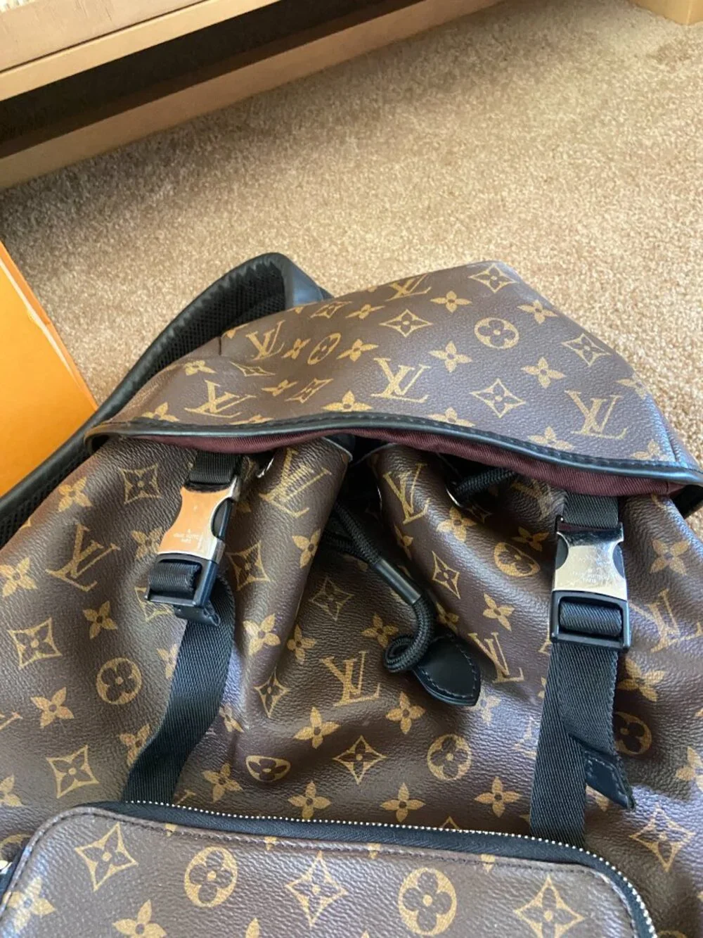 Louis-Vuitton Zack Monogram Macassar Backpack Brown Leather Trim France